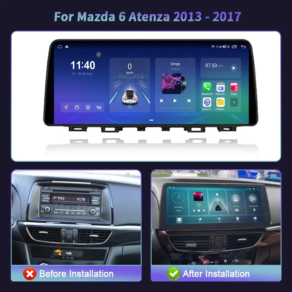 For Mazda 6 Atenza 2013 - 2017 Android 14 System Screen 12.3