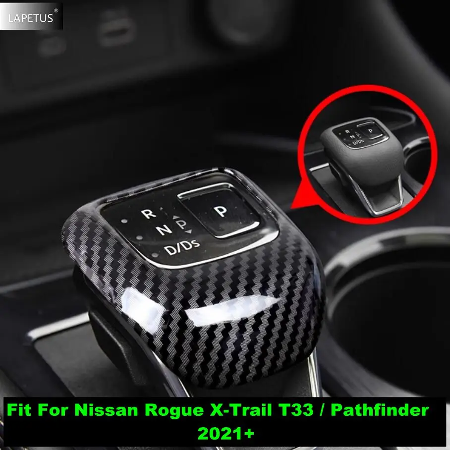 

For Nissan Rogue X-Trail T33 / Pathfinder 2021 - 2025 Car Accessories ABS Carbon Fiber Grain Gear Shift Knob Head Cover