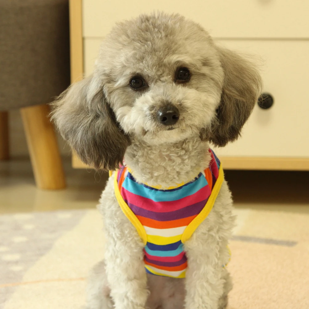 

Rainbow Vest Puppy Dogs Pet Clothes Accessories Costume Printing Colorful Shirt