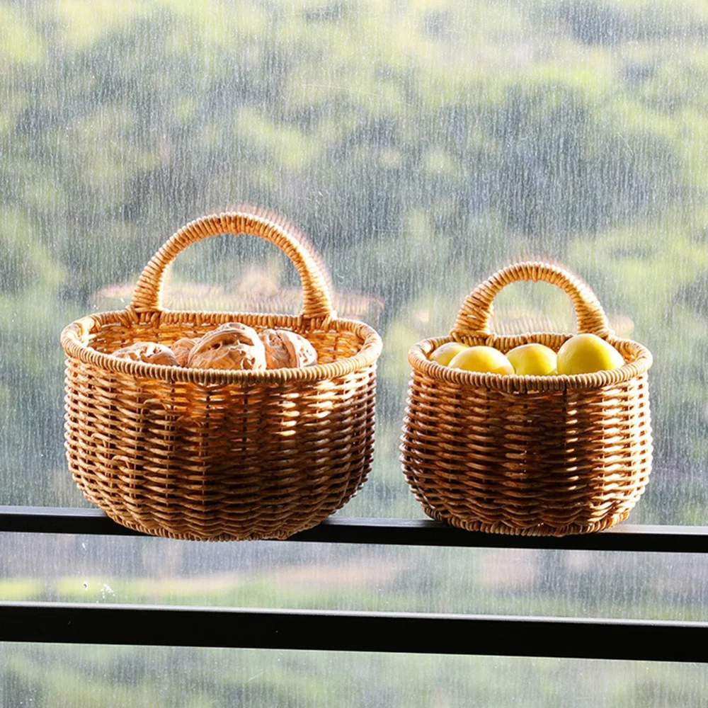 Home Decor Hanging Woven Storage Basket Hand-woven Wall Basket Fruit Sundries Organizer for Plants Key Sunglasses Wallet