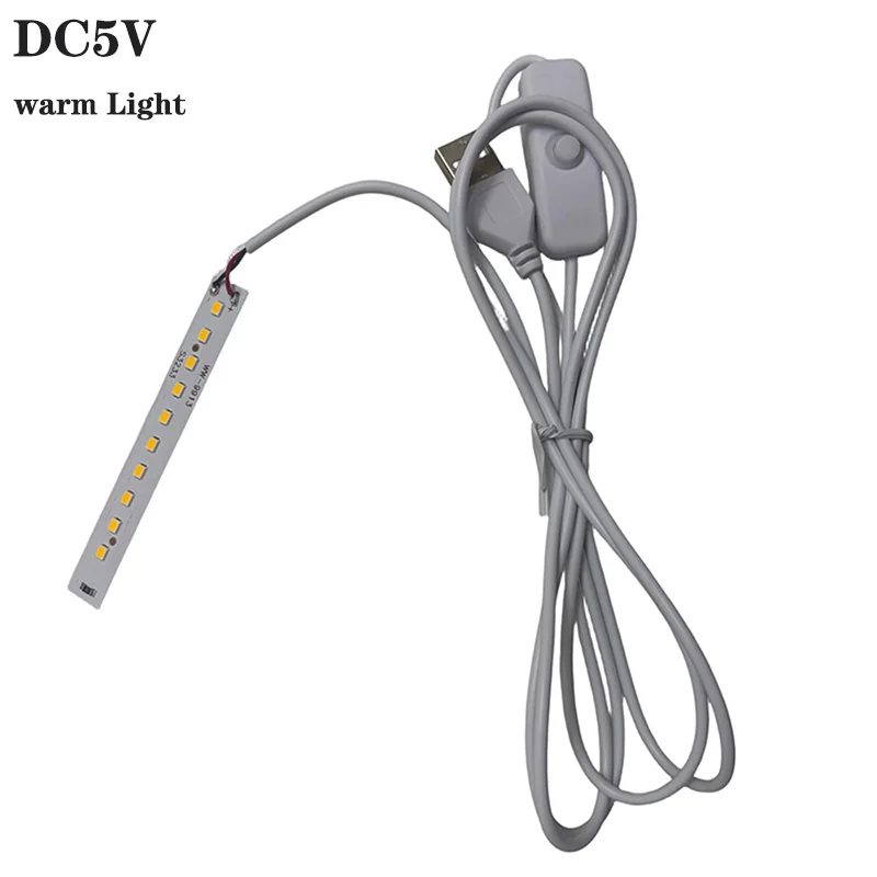 

1 шт., светодиодная лампа постоянного тока 5 В, 1-3 Вт, источник света, теплый свет, 85x12 мм, длинная полоса, алюминиевая полоса, источник света с кабелем 1,5 м