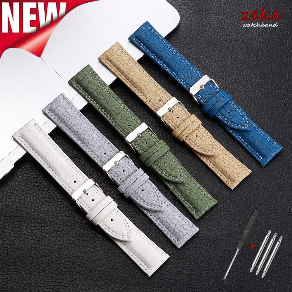 Weiches Leder-Uhrenarmband, universell, 18 mm, 20 mm, 22 mm, Riemen für Huawei Watch GT4/GT5-Band, graues Rissmuster-Armband für Damen und Herren