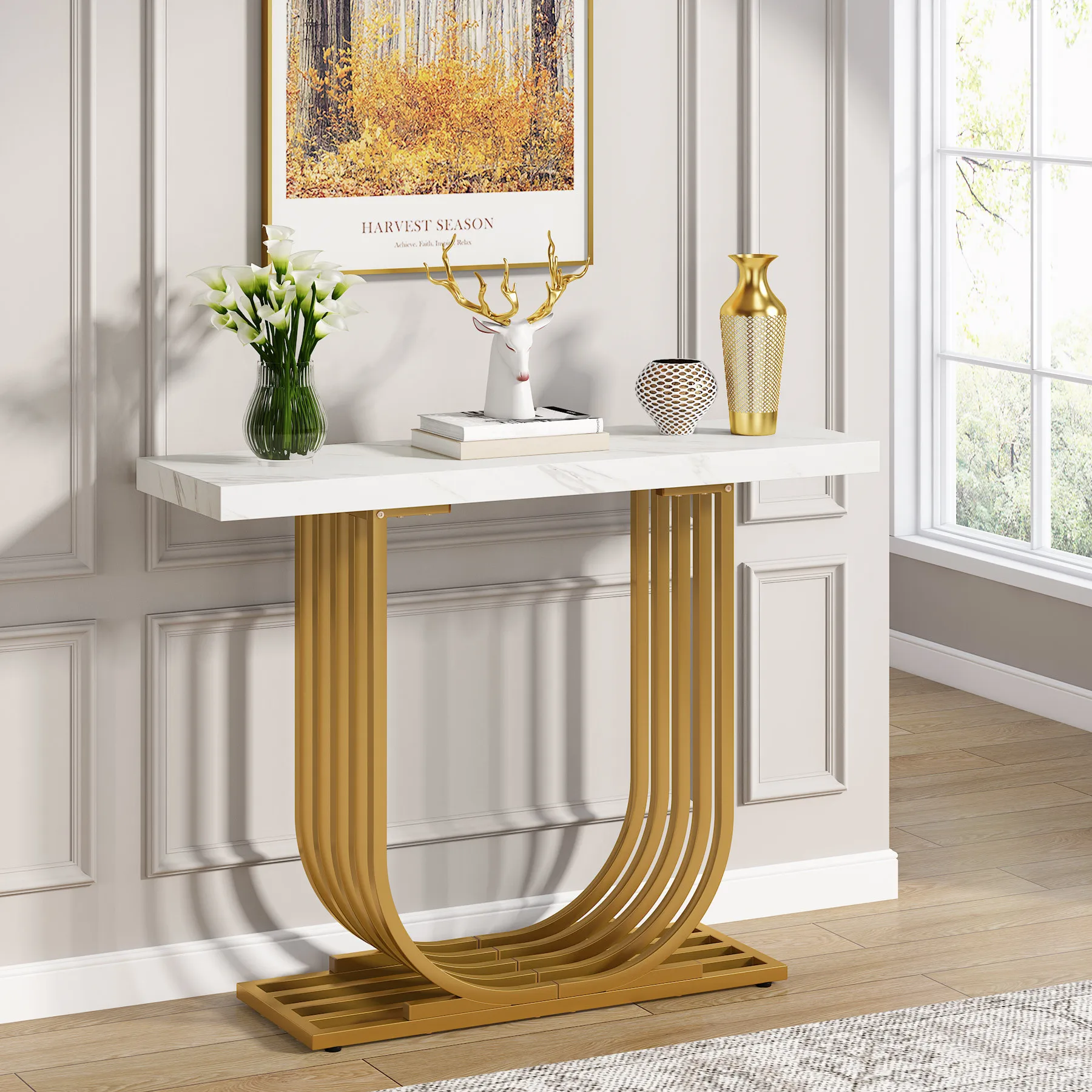 Tribesigns Console Table, console table modern luxury with U-Shaped Base