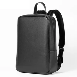 2024 New Brand Genuine Leather Men Backpacks Fashion Real Natural Leather Student Backpack Boy Luxury Business Laptop School Bag