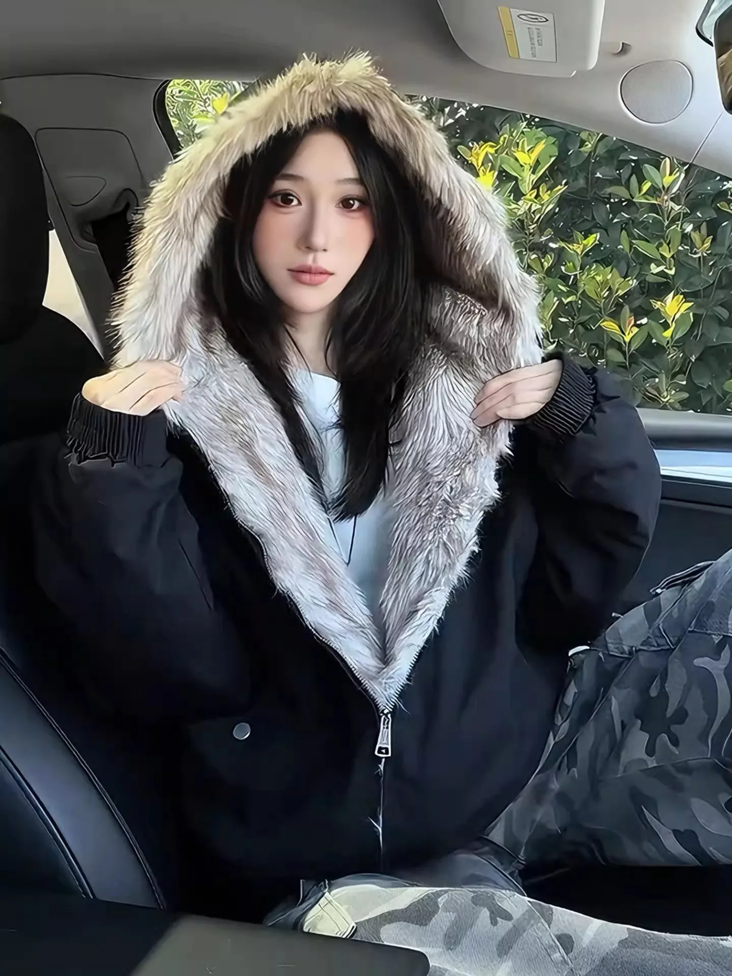 

Cleanfit ort Thiened Cotton Jaet with Fur Collar for Men And Women Youthful Sle Warmth Comfortable Fit for Winter