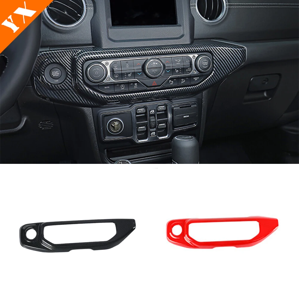 

Карбоновая красная отделка для Jeep Wrangler JL Gladiator JT, аксессуары 2018-2021, рамка для управления переключателем кондиционера автомобиля, украшение