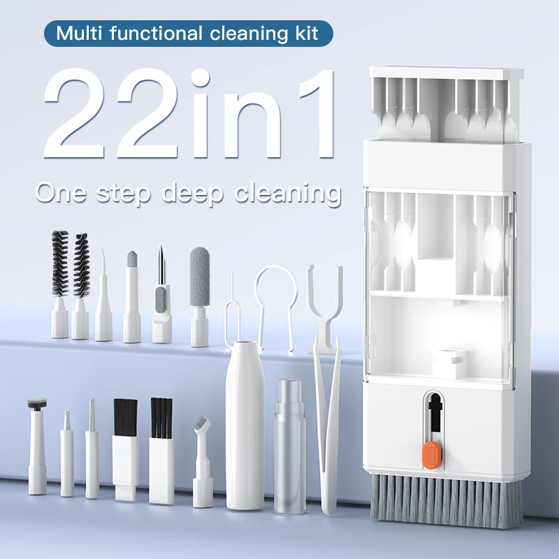 22-in-1 Multi-Function Portable Electronics Cleaning Kit - for Phone, Bluetooth Earbuds, Charging Port, Keyboard Soft Brush Tool