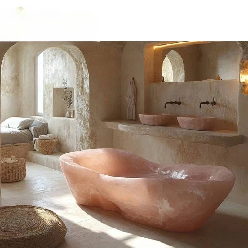 Factory Direct 2026 Top RatedIrregular pink agate bathtubs for custom apartments and villas