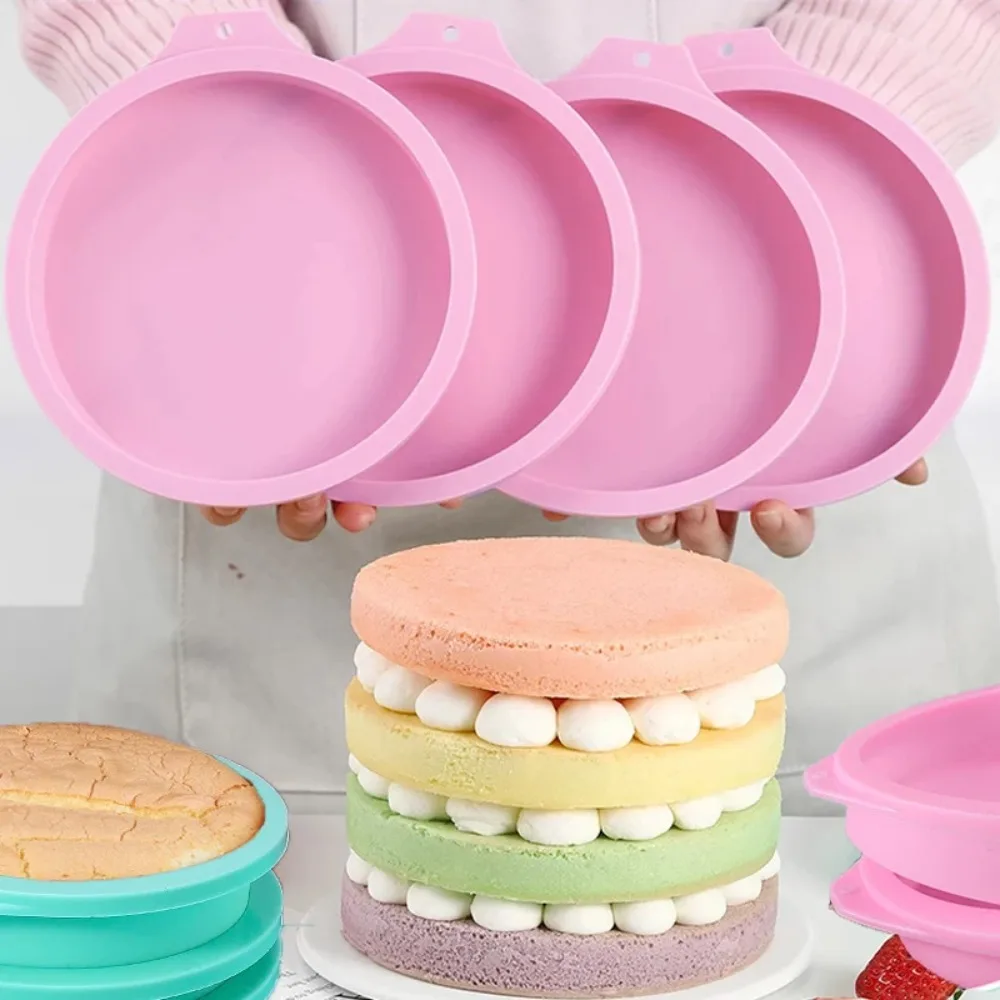 New 4/6/8inch Round Cake Mould Silicone DIY Silicone Cake Pan NonStick Surface Reusable Bakeware Mold Baking Tool