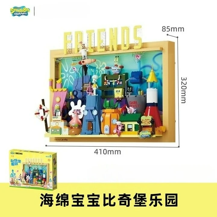 

SpongeBob SquarePants Building Block Bikini Bottom Picture Frame Assembly Anime Toy Model Desktop Ornament Children Holiday Gift