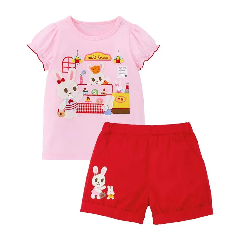 Summer Children\'s Short Sleeved T-shirts  Japanese Cartoon Cute Bear Rabbit  T-shirt  Baby Boys Clothes  Baby Girls Tops