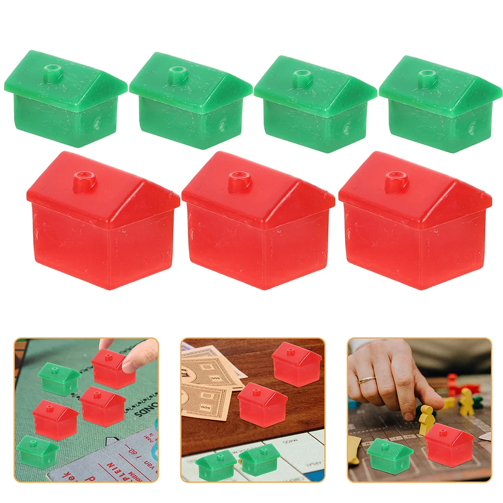 Play Chess Pieces Green Table Runner Rich Man Board Game House Fragments Cards