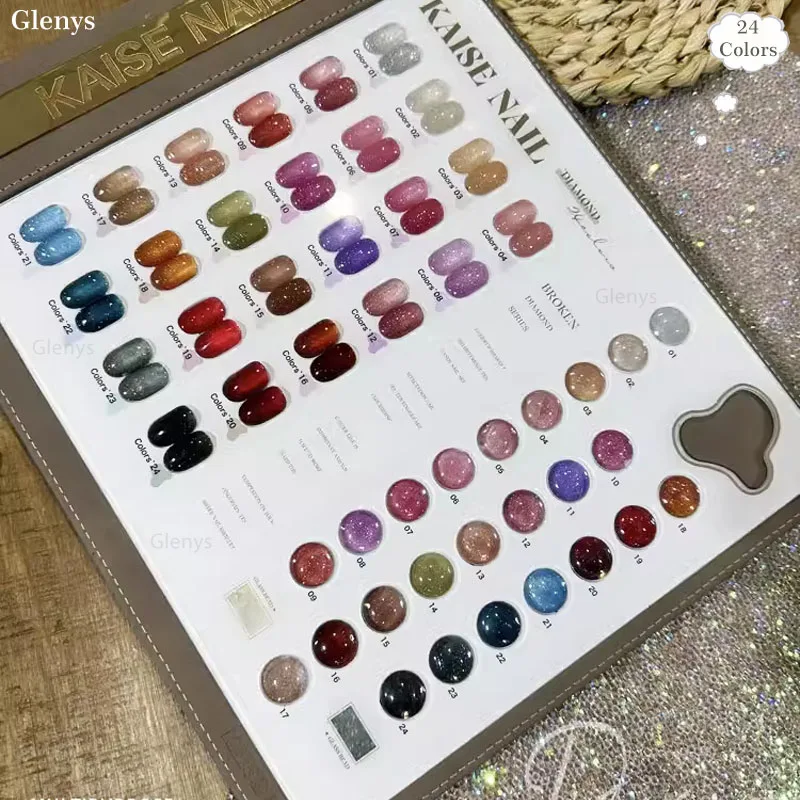 Glenys 24 couleurs vernis à ongles gel net rouge populaire semi permanent gel d'immersion couleur carte UV LED salon de manucure art vernis ensemble