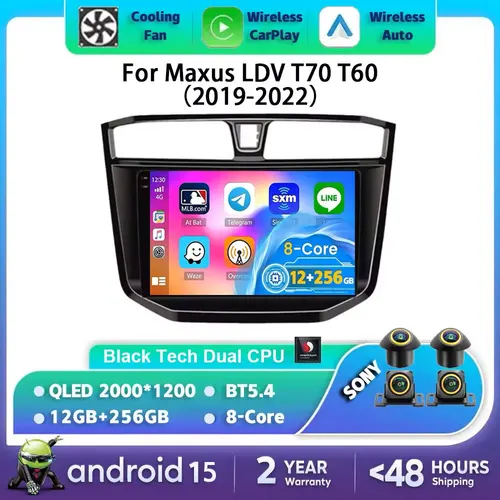 Sistema Android 15 de 10 ""para Maxus LDV T70 T60 MG extensor 2019 - 2022 Radio de coche inalámbrico Carplay Auto medios GPS Control de voz DSP