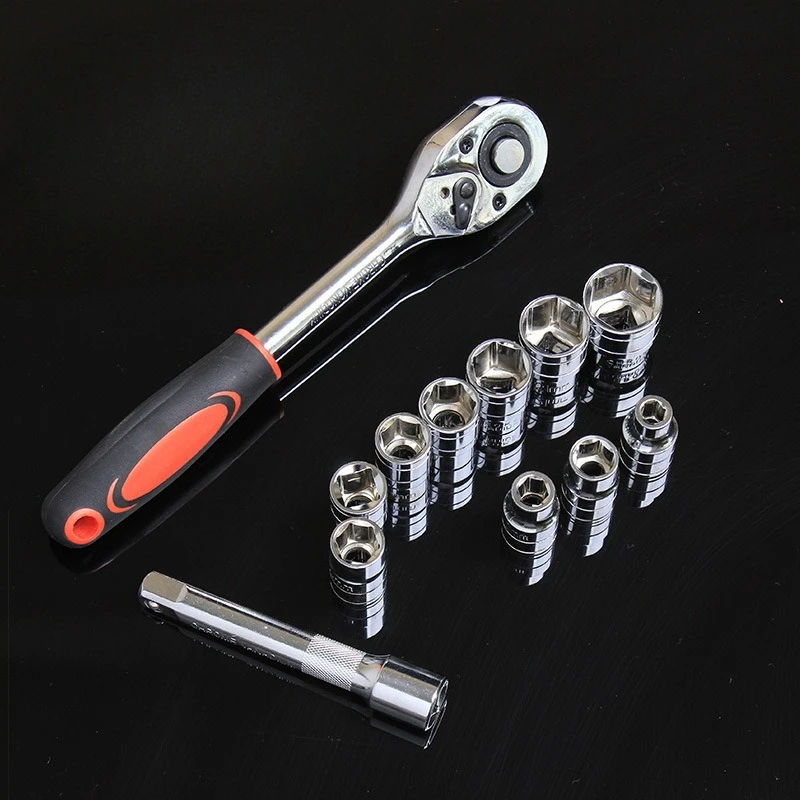 1/4 Xiaofei 12-piece combination auto repair tool ratchet quick sleeve wrench cover