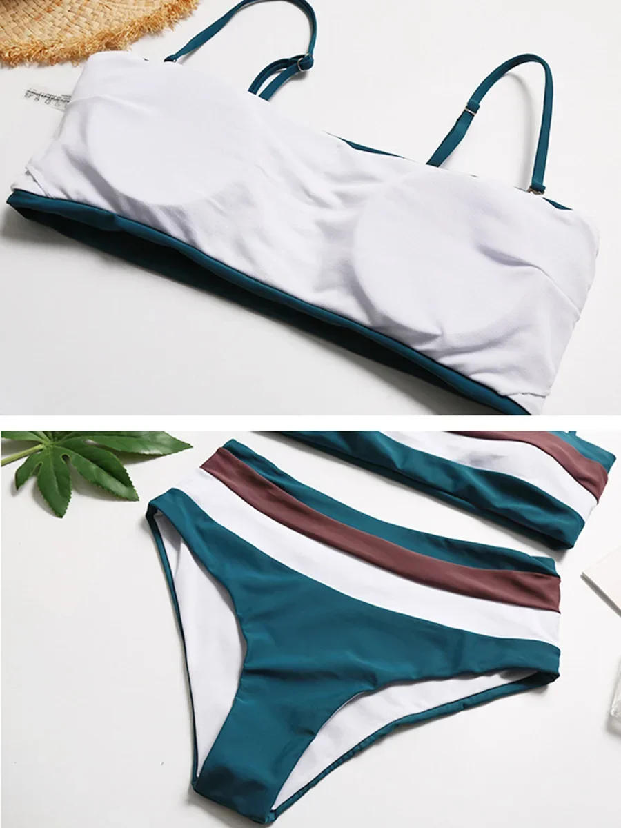 2024 Sexy Bikini a righe Set Ondulazione Biquini Costumi da bagno Vita alta Costume da bagno Donna Costumi da bagno Donna Push Up Bikini