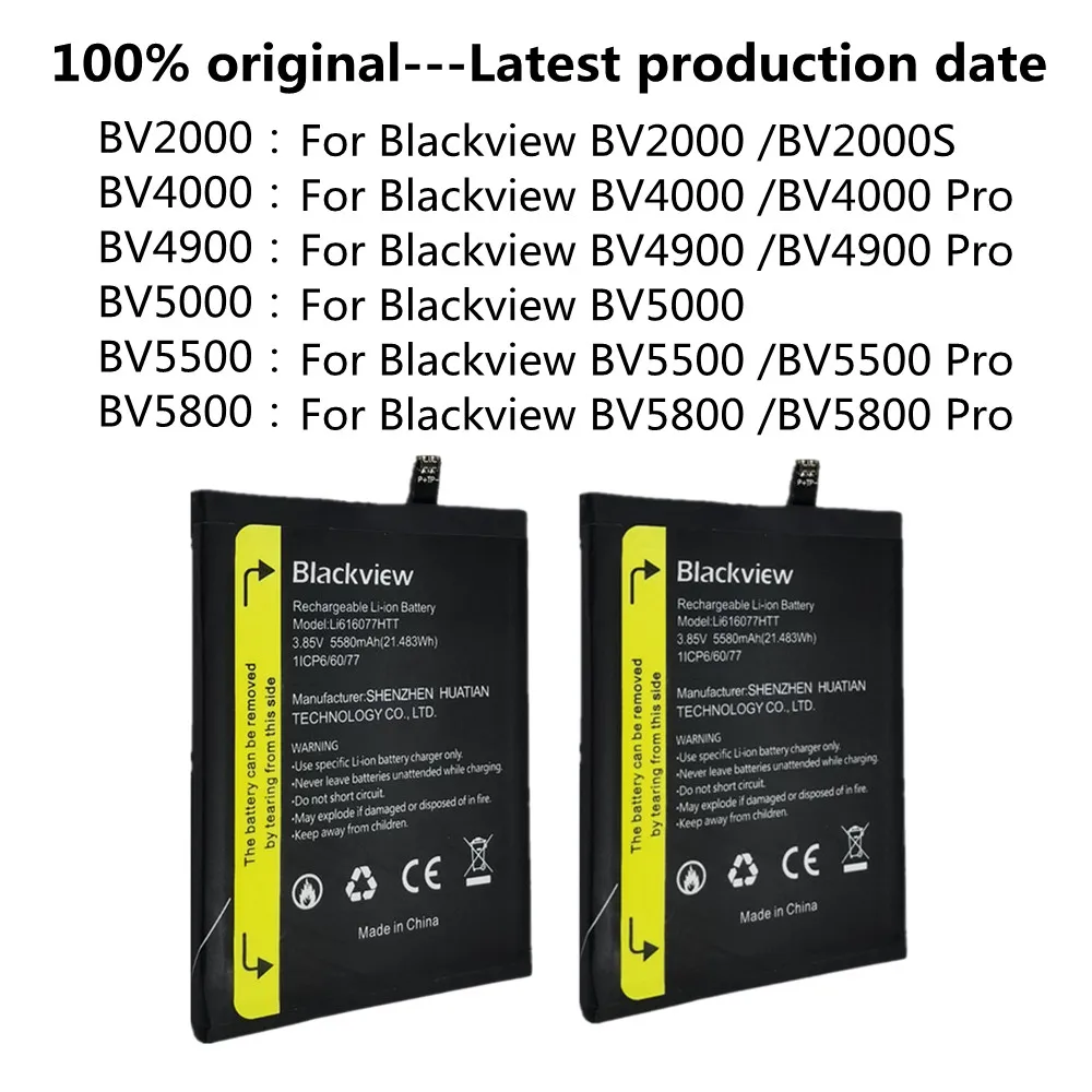 New Original Battery For Blackview BV4900 Pro LI616077HTT BV5800 Pro 466182PU BV5500 Pro BV5000 BV4000 Pro MTK6580A BV2000S
