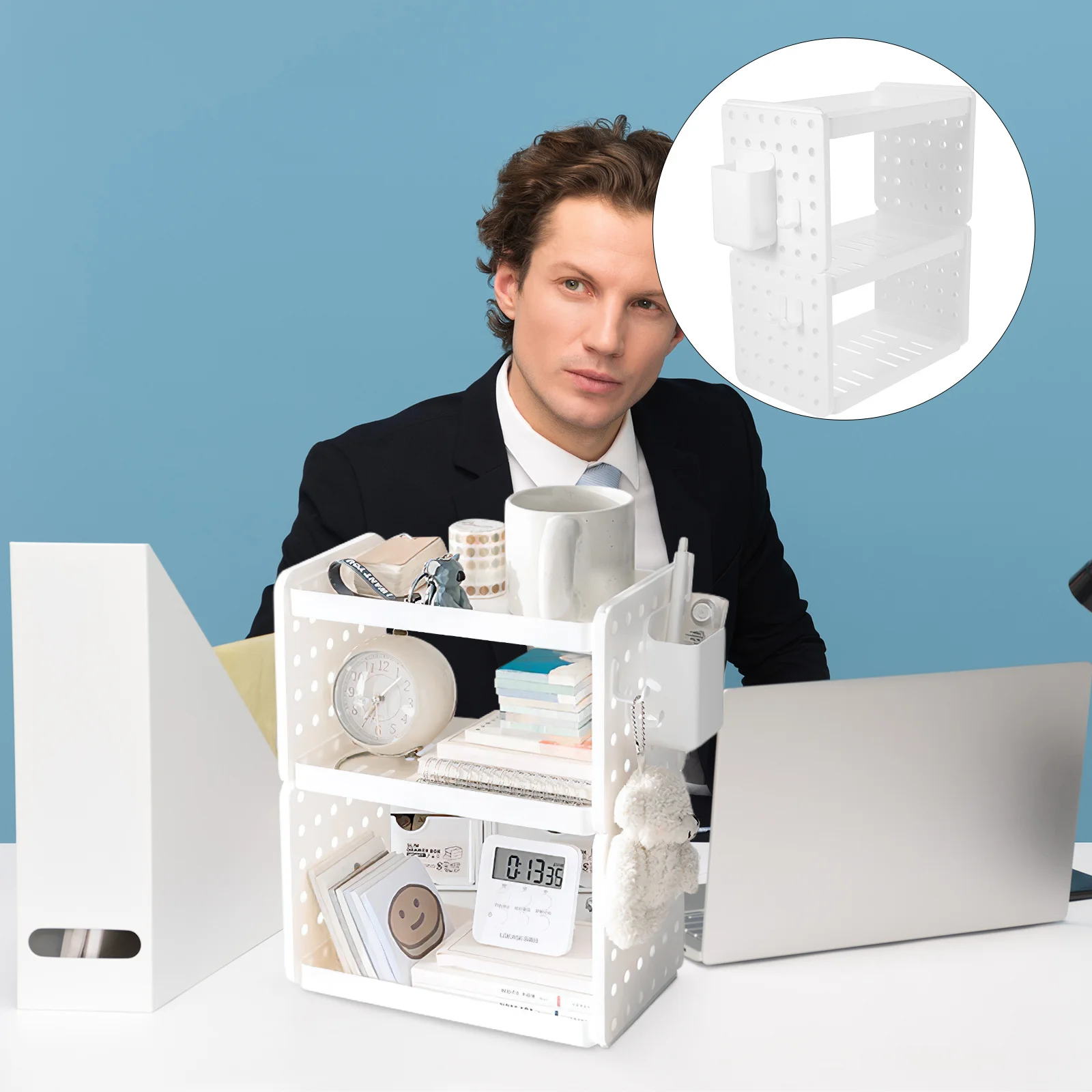 

PP Desktop Organizer Book Holder Vertical File File Rack Office Magazine Shelf Storage Desk Organizer Dorm