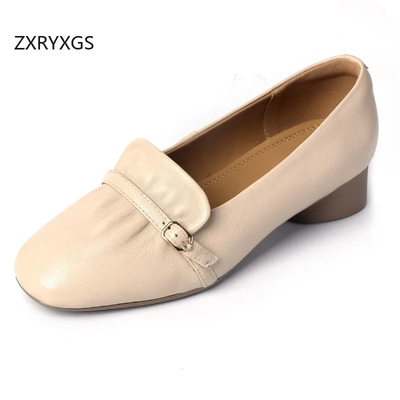 

ZXRYXGS темпераментные элегантные туфли из воловьей кожи, женские туфли на низком каблуке, осень 2024, большой размер, офисная рабочая банкетная обувь