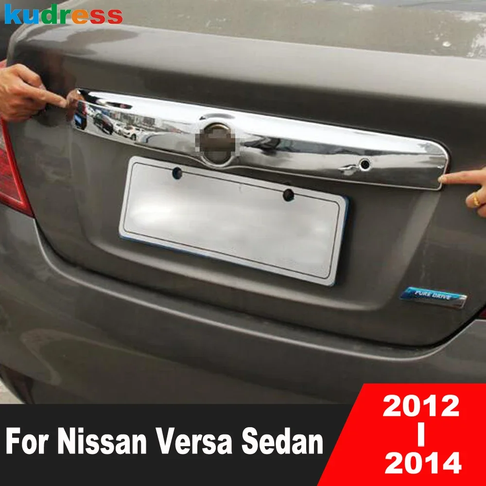 For Nissan Versa Sedan 2012 2013 2014 Chrome Car Rear Trunk Lid Cover Trim Tail Gate Tailgate Lip Molding Strip Accessories