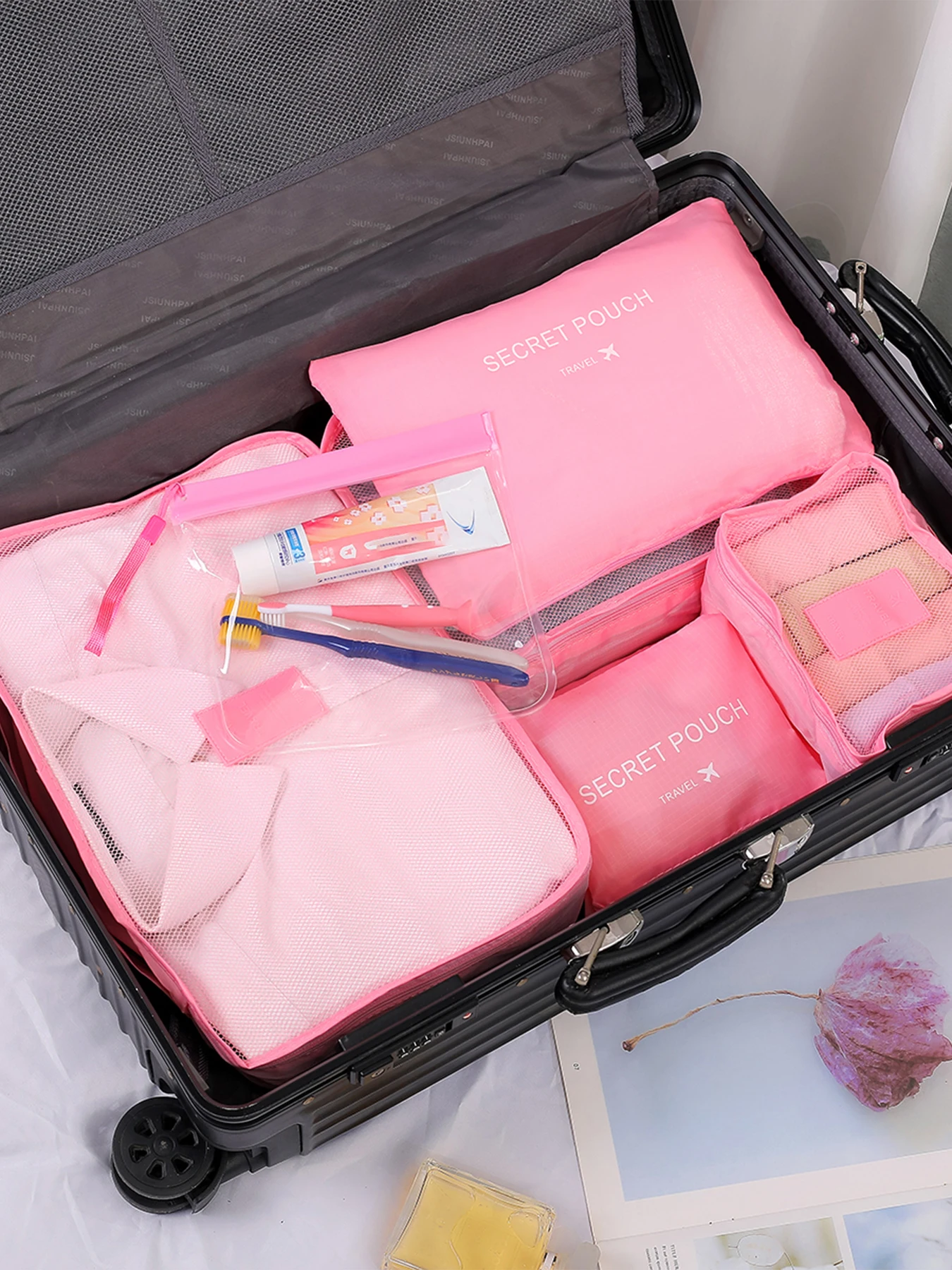 7Pcs Folding Travel Organizer Storage Bags Waterproof Wardrobe Cube Suitcase Packing Set Storages Luggage Clothes Shoe Box 2024