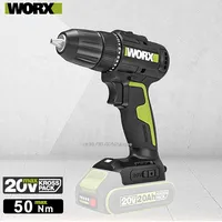 WORX WE212 20V Brushless Motor Cordless Electric Drill Screwdriver 50Nm 1800rpm drill home decoration [Non Battery and Charger]