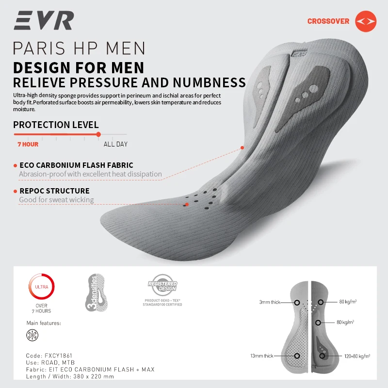 EVR Pro One-piece Cycling Suit Men's Summer Double Arrow Pants Pad Cycling Pants Set Quick-Drying Breathable Cycling Equipment