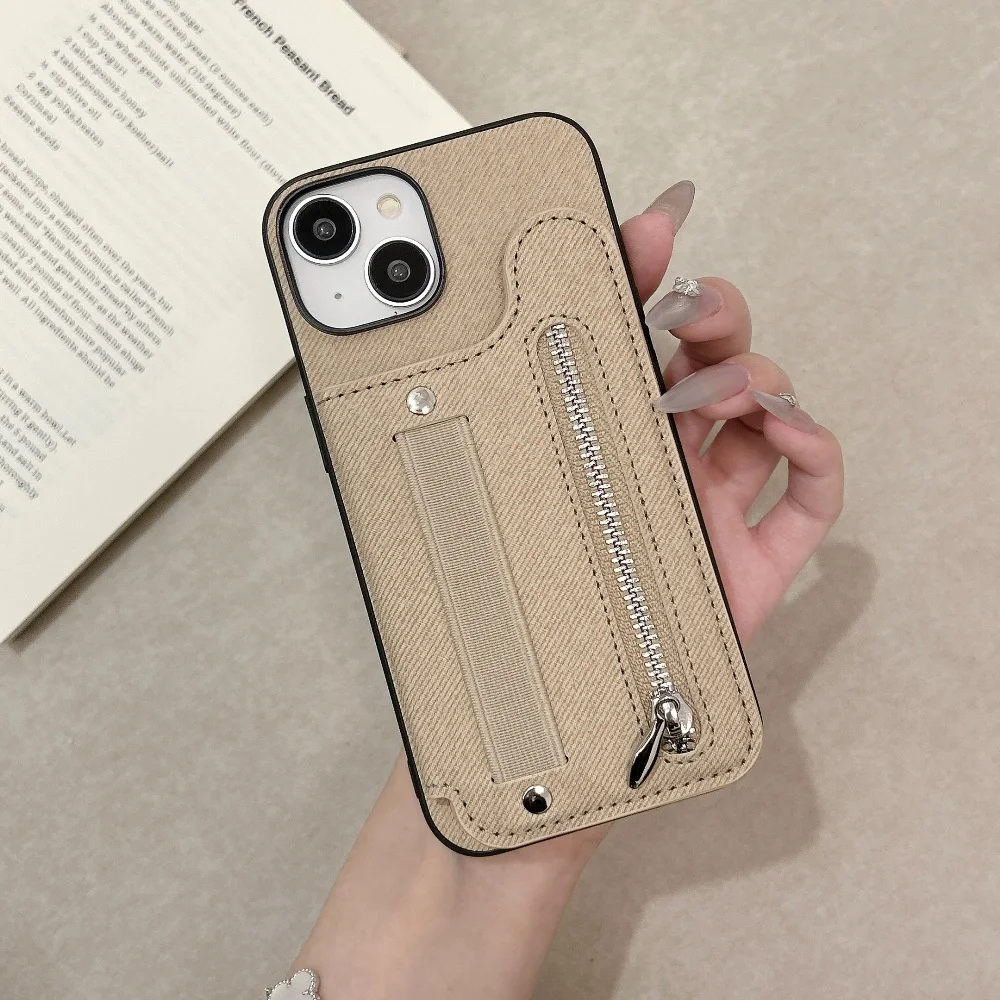 Magnetische Schnalle Karten Slot Leder Telefon Fall Für Vivo X200 Pro Mini/X300 Pro/V40 Lite/V50 mit Zurück Elastische Seil Handgelenk