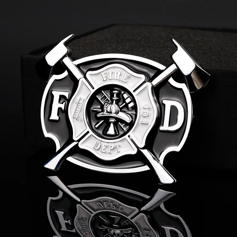 1PCS Fire Department Badge Car 3D Metal Sticker Auto Decor Accessories Firefighter Warrior Emblem Motorcycle Styling