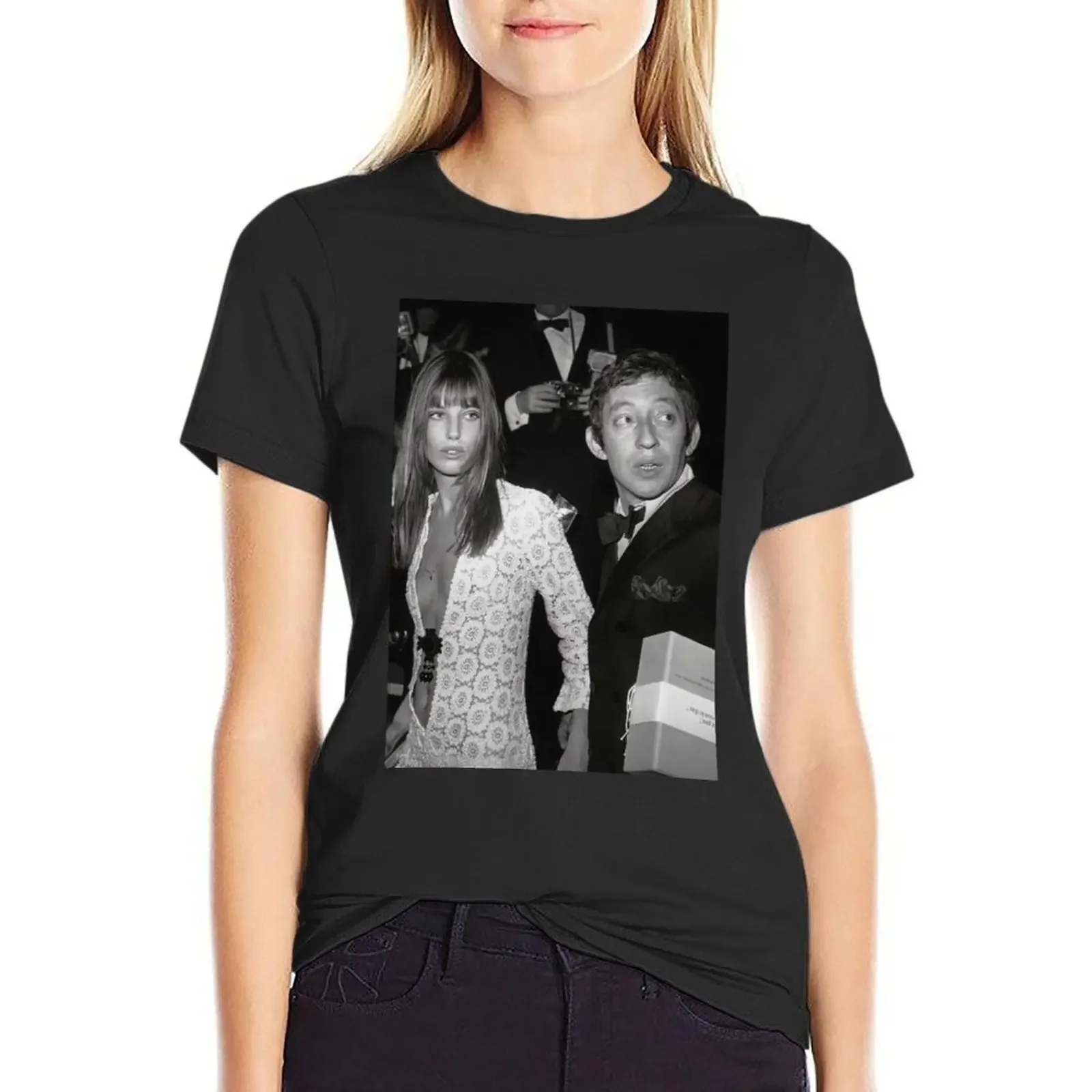 

Jane Birkin and Serge Gainsbourg T-shirt summer top korean fashion Women's clothing