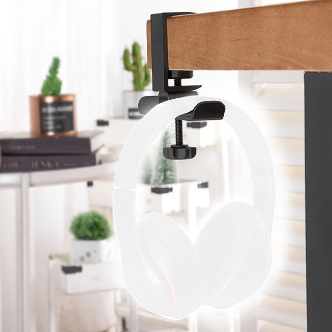 حامل سماعة الرأس سماعة قوس شماعات جدار معدني المشبك هوك للتدوير مزدوج سماعة حامل سطح المكتب جبل سبائك الألومنيوم