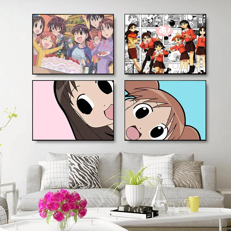 Azumanga Daioh ملصق جدار لغرفة المعيشة ملصق فني الديكور نسيج الساتان الألوان الزاهية لا الإطار موردن طباعة الجدار