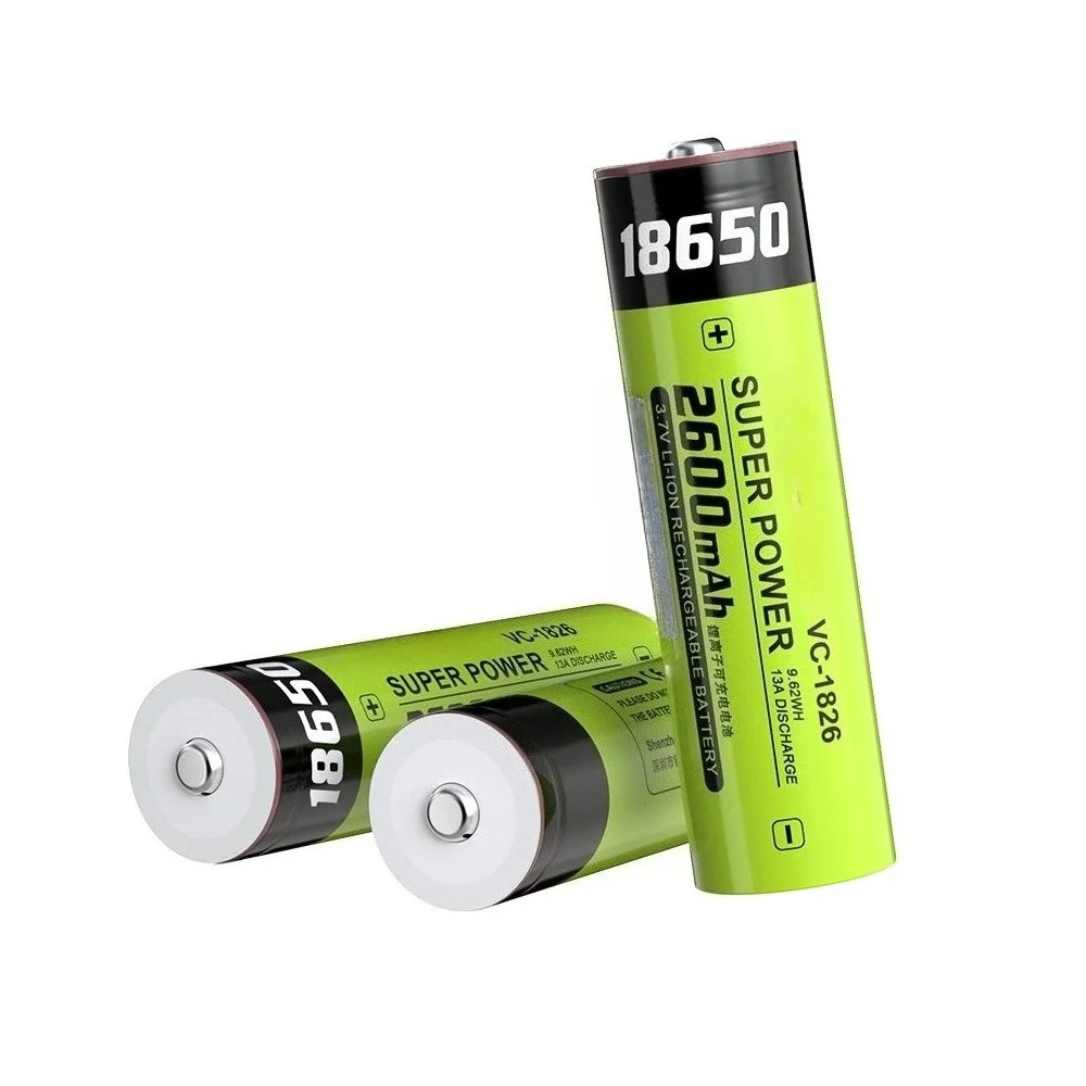 18650 3,7 V 2600mAh batería de alta potencia de drenaje 13A descarga continua para linterna/bicicleta eléctrica/Drone/herramientas protección contra cortocircuitos