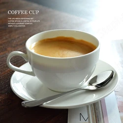 Simple Bone China Coffee Cup with Tray European Modern Latte Lahua Ceramic Mug Pure White Mugs Cafe Restaurant Drinking Utensils