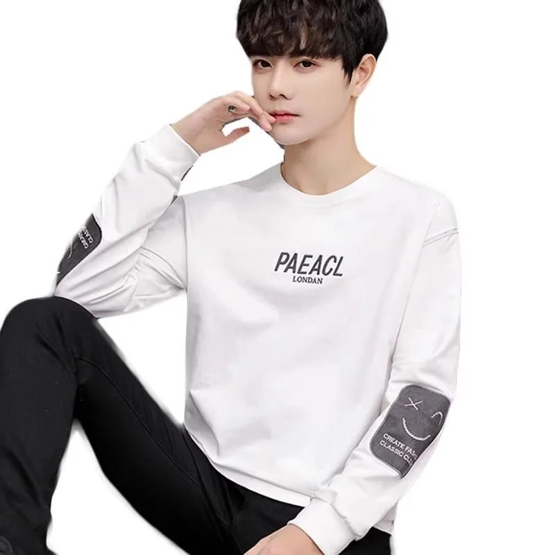 เสื้อฮู้ดผู้ชาย Thiened Fce รุ่นอุ่นสบายสำหรับฤดูใบไม้ร่วงและฤดูหนาว ทรงกลม ใส่แบบสวมศีรษะ ทนทานต่อการใช้งาน ดีไซน์เรียบง่าย สไตล์ลำลองสำหรับวัยรุ่น ทรงหลวม ไซส์ L...