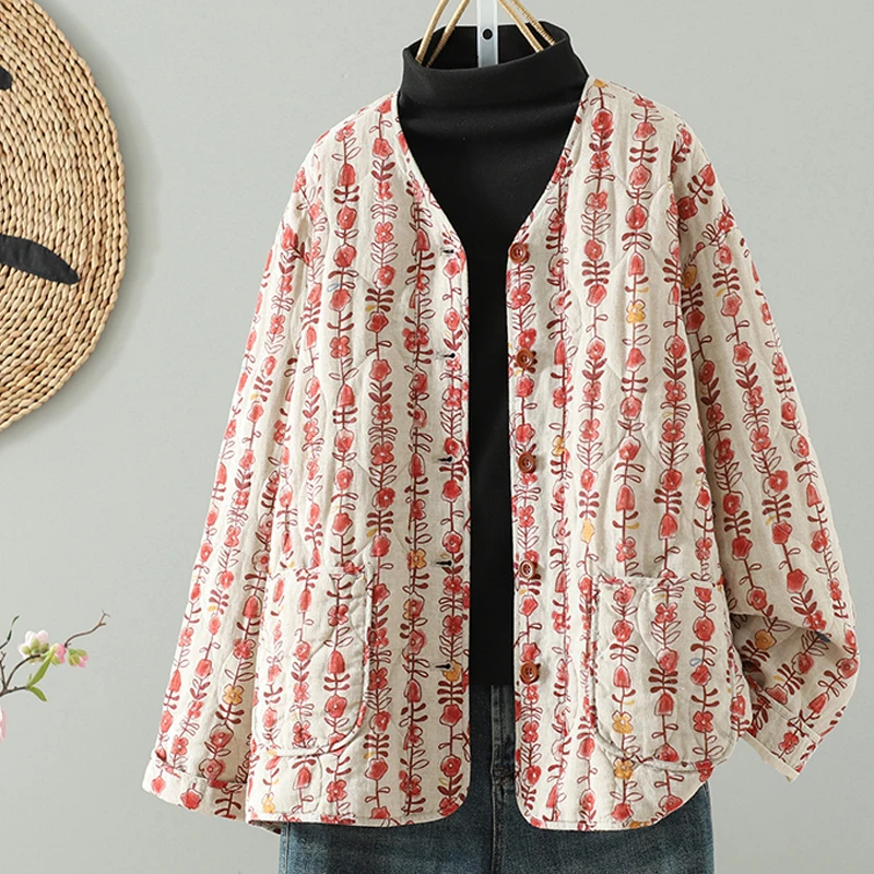 

Slimming Effectiveness Casual Cotton Jacket New Snowy Cotton Thickened Printed Korean Style Loose Fit Women's Outerwear