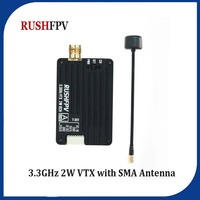 RUSHFPV 3.3GHz 2W VTX with SMA Circular Polarized Antenna Supports IRC Tramp Protocol Ideal for Long Range RC FPV Drone