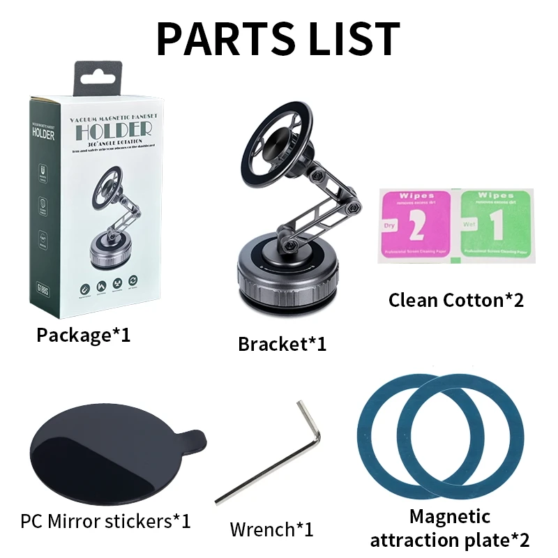 حامل هاتف السيارة مع كوب شفط مغناطيسي قابل للطي وحامل هاتف بذراع قابل للتعديل 360 درجة °   نظام ملاحة GPS قابل للدوران للحمام