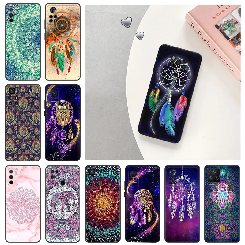 Silicone Soft Phone Case for Xiaomi Poco F5 X3 X4 X5 F3 F4 F1 M3 M4 M5 M5s C61 14 Pro Redmi A3 A3x Dreamcatcher Mandala Cover