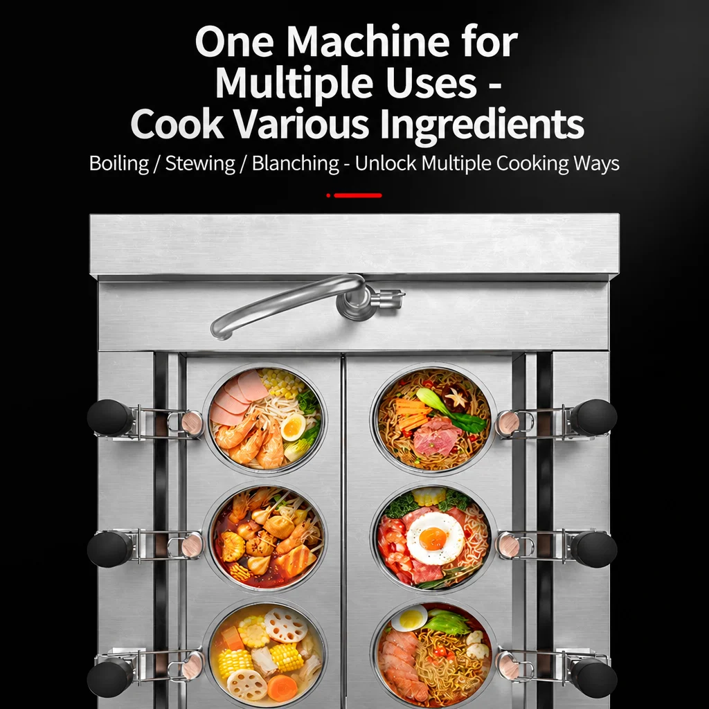 Commercial Automatic Lift Noodle Cooker Electric Pasta Boiler Machine With 3-6 Head Independent Timer For Restaurant Hotel