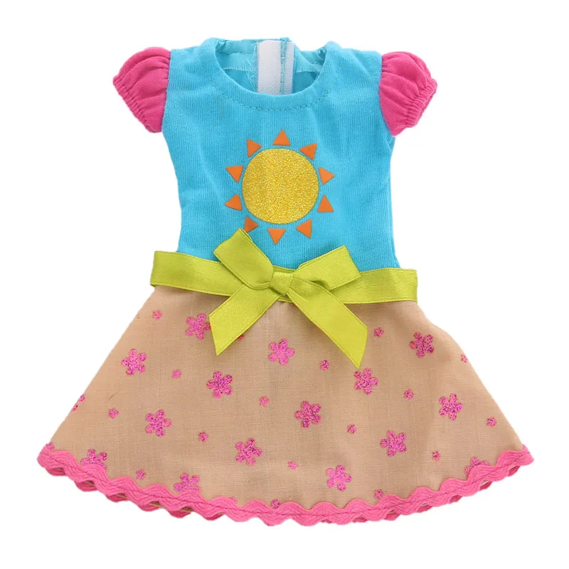 Blue Series Of Doll Skirt Pajamas Bag Shoes For 14.5 Inch Wellie Wisher&32-34Cm Paola Reina Dolls Casual Home Dress For Kids Toy