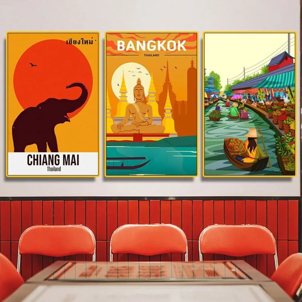 Southeast Famous Place Thai Ethnic Style Posters Pictures Canvas Wall Art Home Decor Paintings for Living Room Decoration