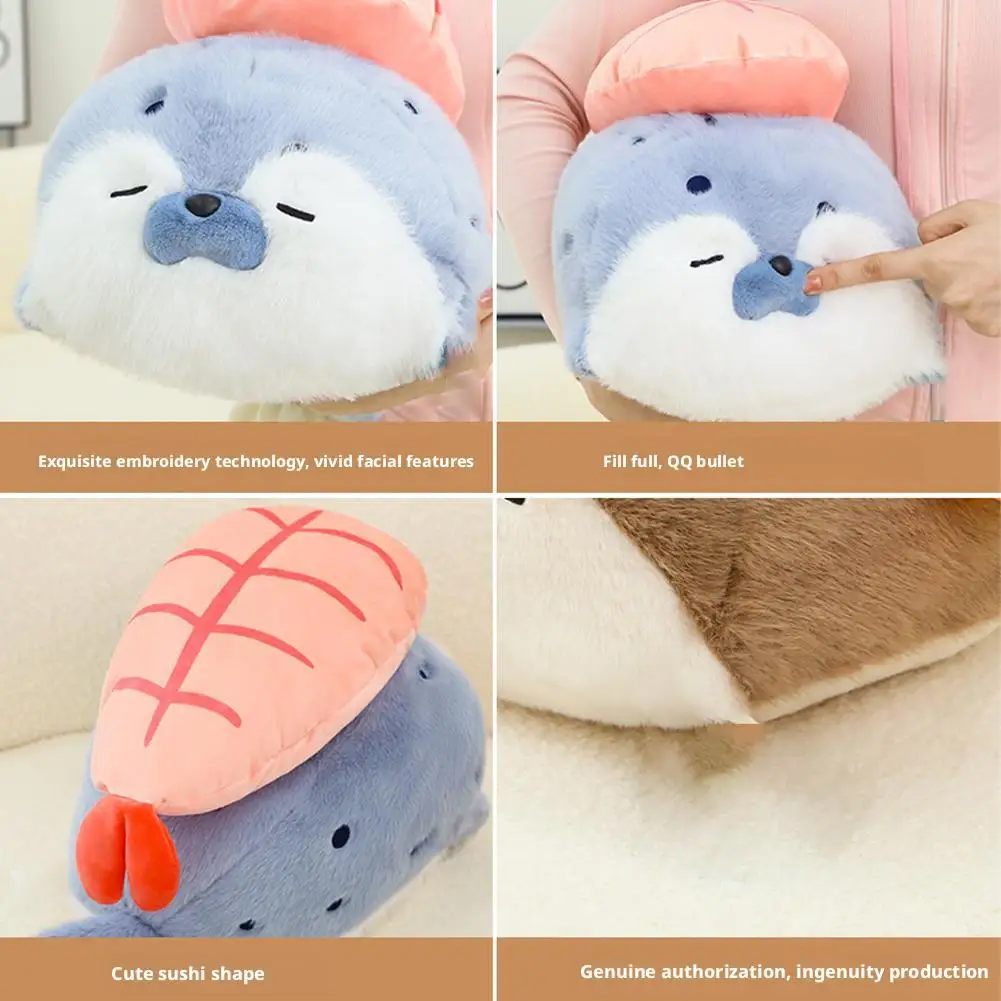 Kawaii dibujos animados criatura marina nutria marina muñeca de peluche almohada sello azul nutria de mar Animal relleno regalo de cumpleaños para niños y niñas