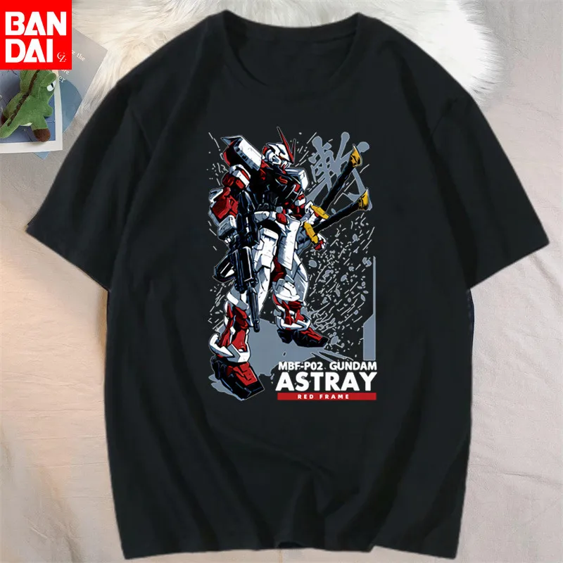 

Gundam Astray Red Frame MBF-P02 Kanji Splash Black T Shirt 2026 Summer Oversized Streetwear Anime Graphic Tee for Men Women