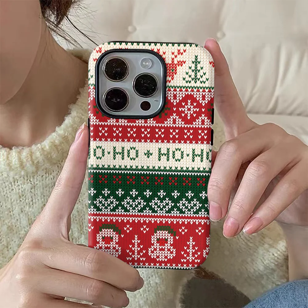 حافظة هاتف بتصميم رجل الثلج بنمط عيد الميلاد مناسبة لهاتف آيفون 17، 16، 15، 14، 13Pro/Max/Plus غطاء خلفي مزدوج الطبقة مضاد للسقوط