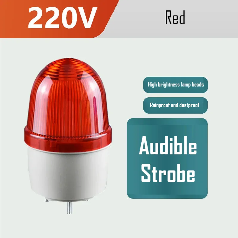 220V Small Audible and Visual Alarm Light Steady on Outdoor Safety Stroboscopic Signal Warning Light Screw Fixed