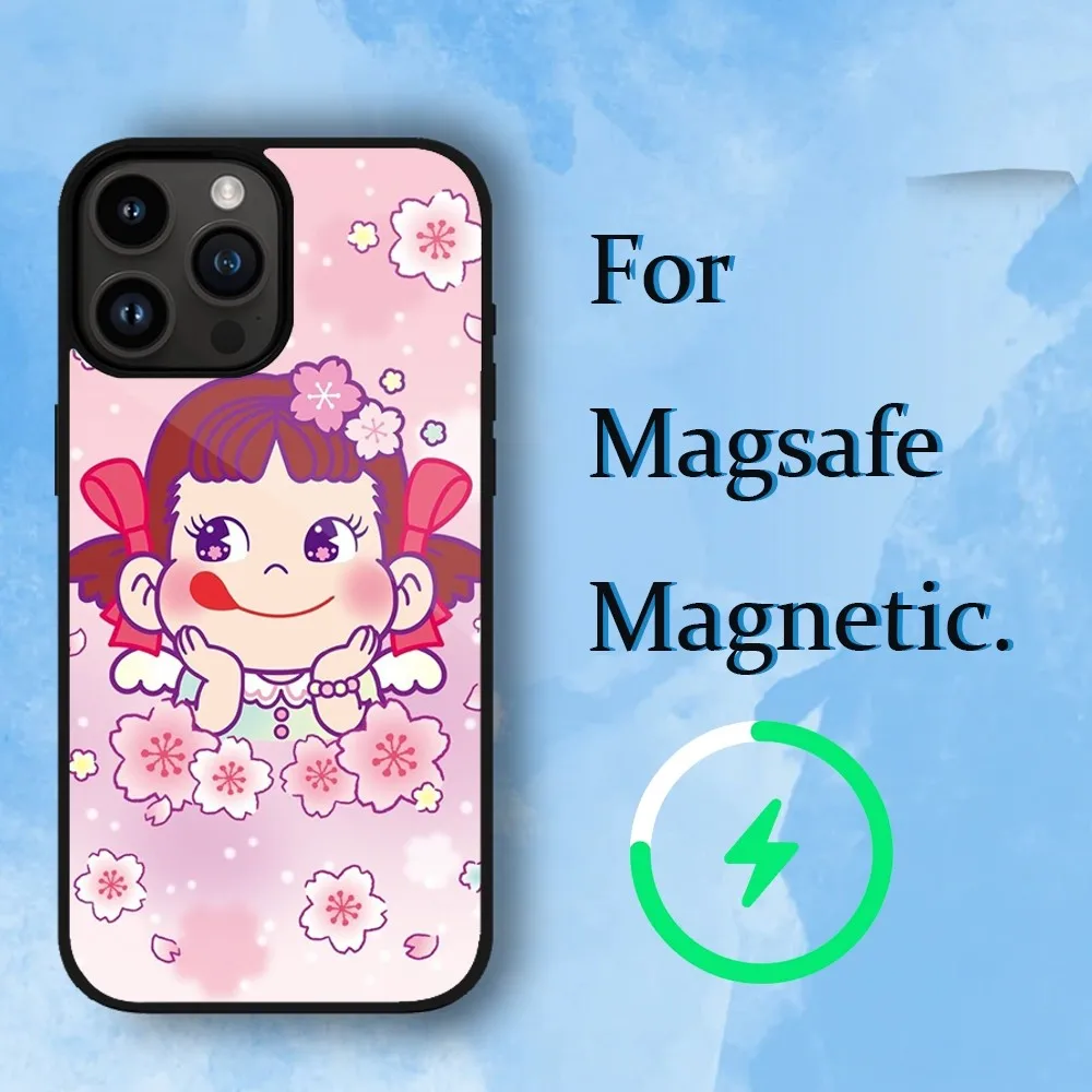 Fujiya Peko-chan Phone Case For iPhone 11 12 13 14 15 Max Plus Pro Magnetic Charging Case