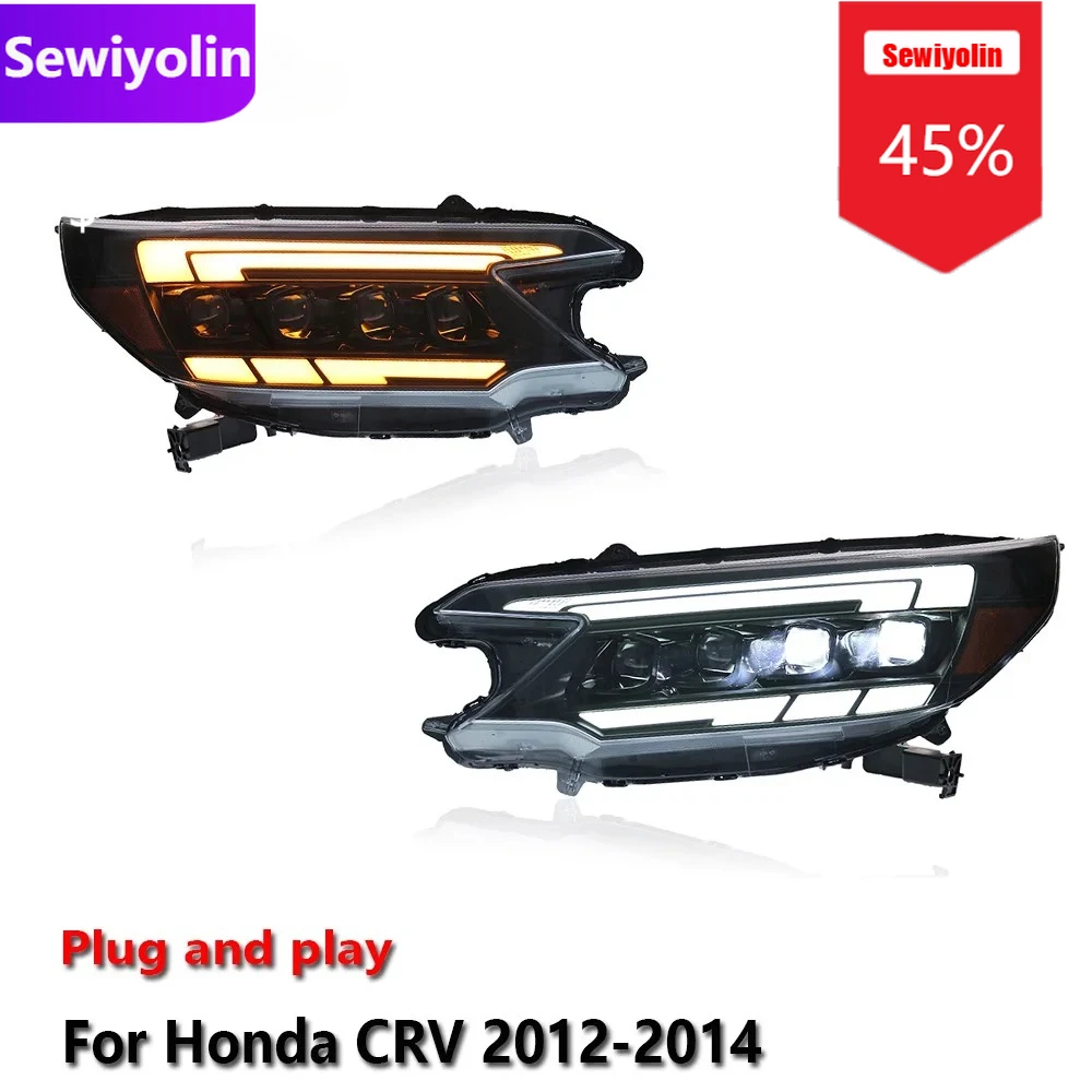 

Автомобильные светодиодные фары DRL в сборе для HONDA CRV 2012-2014, противотуманные фары DRL, стоп-сигнал поворота, лампа Plug and Play