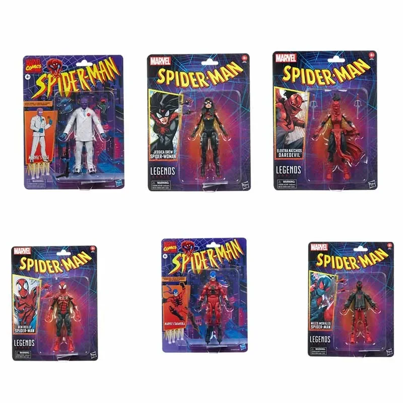 Marvel Legends Retro Spiderman Chasm Tarantula Miles Morales Rose Elektra Daredevil Jessica Drew Action Figure Toys