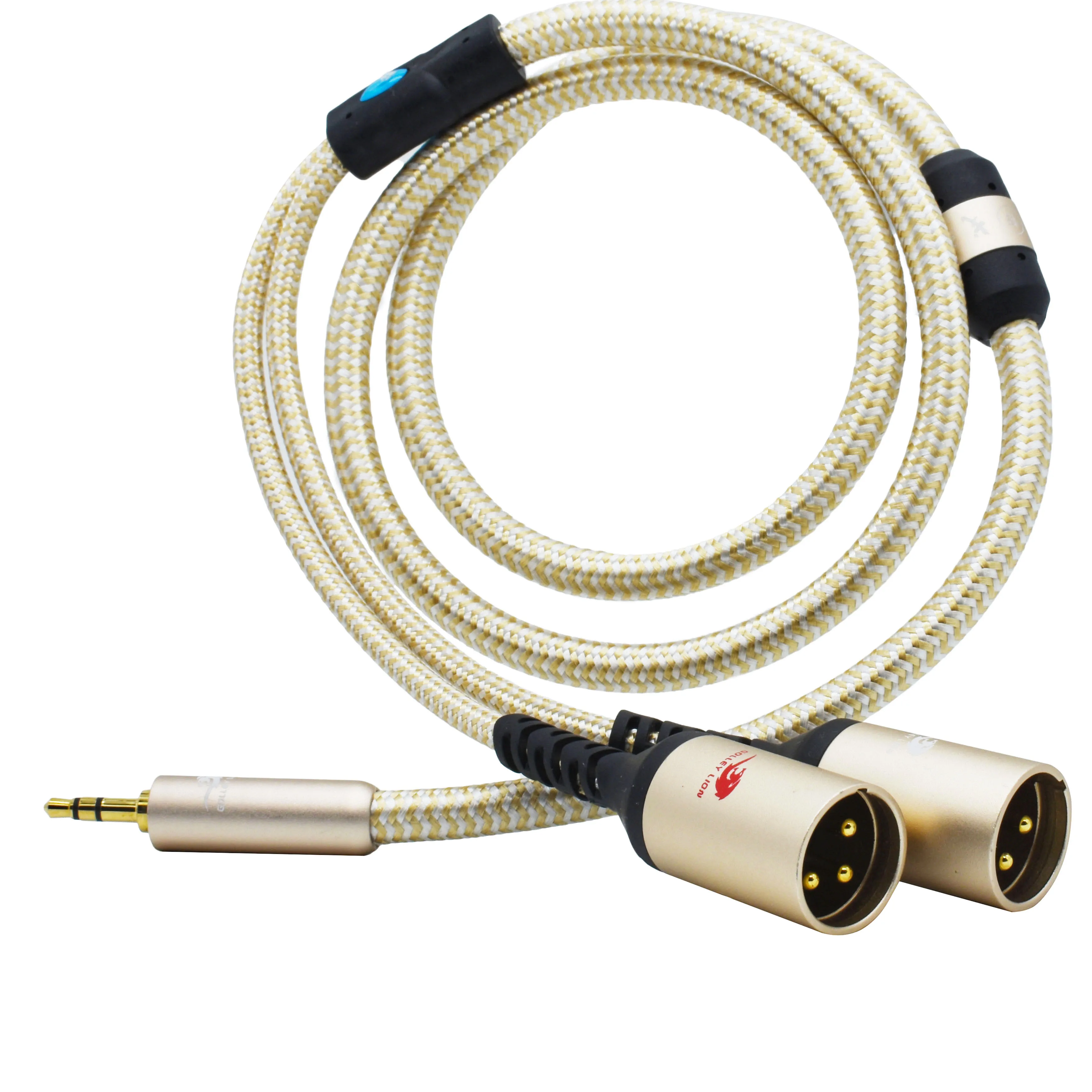 Hifi Audio Cable 3.5mm Plug to Dual 3-Pin Regular XLR for PC Mixer AMP SPC Cable Gold Plated Connectors 1M 2M 3M 5M 8M 10M 15M